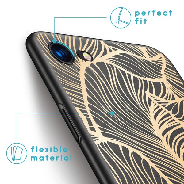 imoshion Design hoesje iPhone SE (2022 / 2020) / 8 / 7 - Bladeren / Zwart