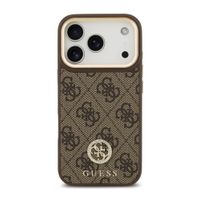 Guess Classic Strass Logo Leather Backcover met MagSafe Apple iPhone 17 Pro - Bruin