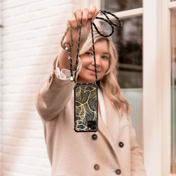 imoshion Design hoesje met koord Samsung Galaxy A50 - Bladeren - Goud