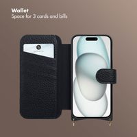 Selencia Riva Bookcase with MagSafe and phone strap Apple iPhone 15 - Black