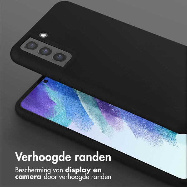 Selencia Siliconen hoesje met afneembaar koord Samsung Galaxy S21 FE - Zwart