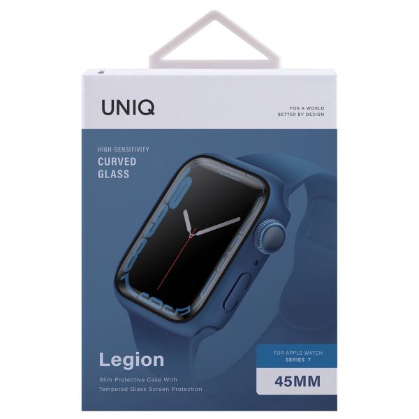 Uniq Legion Apple Watch Case met Gehard glazen screenprotector Apple Watch 7-9 - 45 mm - Cobalt Blue