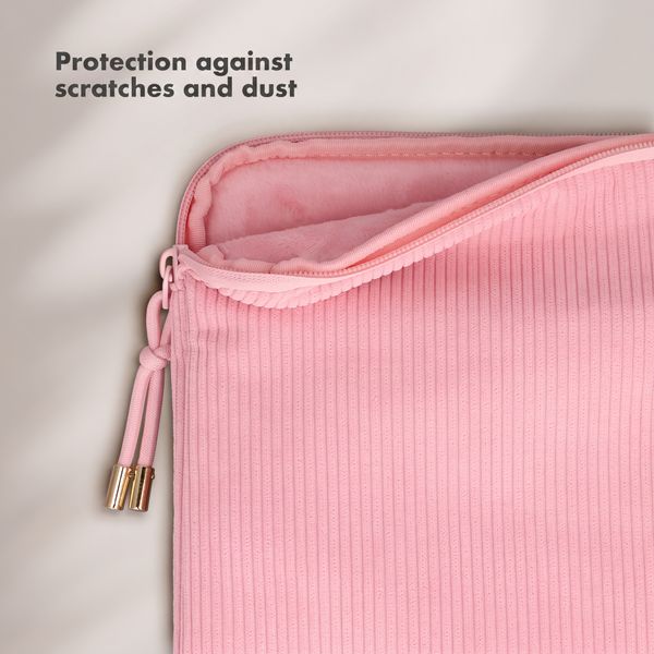 Selencia Corduroy Laptop hoes 13-14 inch - Laptopsleeve - Soft Blush