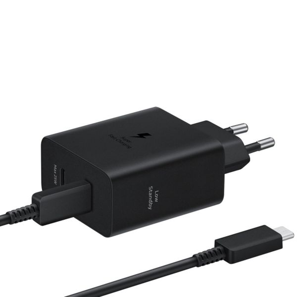 Samsung Galaxy Snellader met twee USB-C poorten - Inclusief USB-C kabel - 50 Watt - Zwart