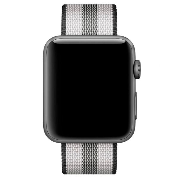 Apple Woven Nylon band Apple Watch Series 1 t/m 10 / SE / Ultra (2) (44/45/46/49 mm) - Black Stripe