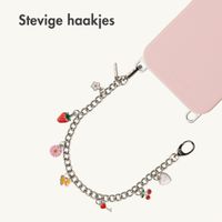 Selencia Rivièra MagSafe Backcover met afneembare haakjes voor de Apple iPhone 16 Pro - Sorbet Pink + Chain Charm - Silver