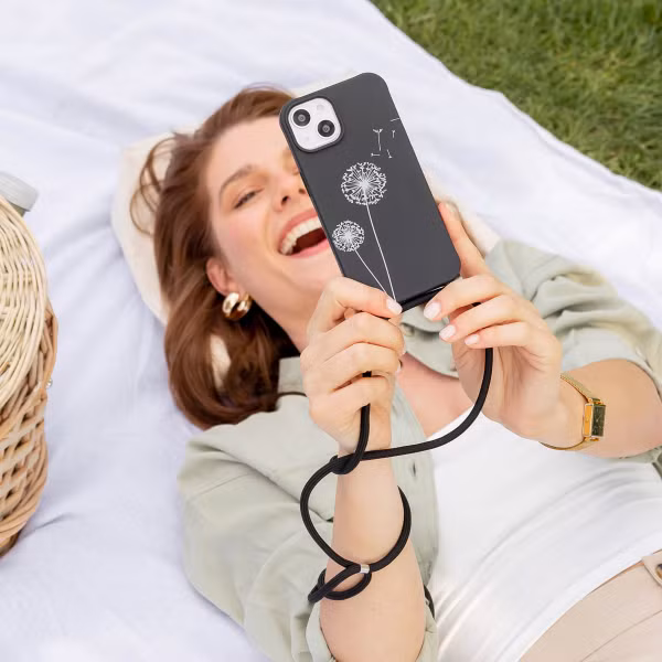 imoshion Siliconen design hoesje met koord Apple iPhone 15 Pro - Dandelion Black