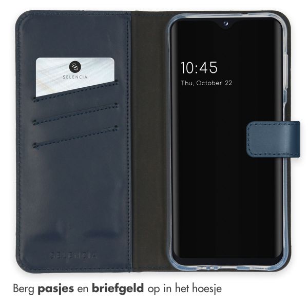 Selencia Echt Lederen Bookcase Samsung Galaxy A14 (5G/4G) - Blauw