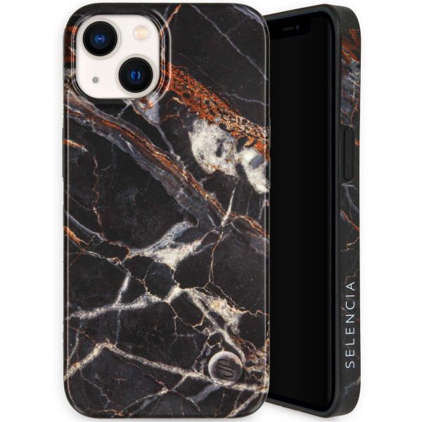 Selencia Aurora Fashion Backcover iPhone 13 - Duurzaam hoesje - 100% gerecycled - Zwart Marmer