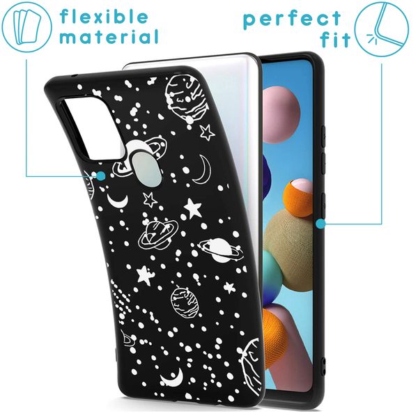 imoshion Design hoesje Samsung Galaxy A21s - Heelal - Wit