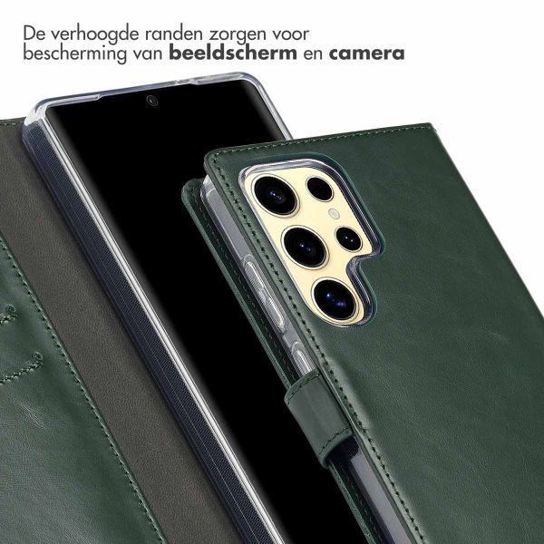 Selencia Echt Lederen Bookcase Samsung Galaxy S25 Ultra - Groen