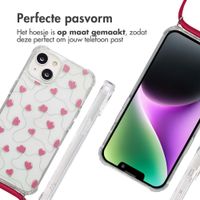 imoshion Design hoesje met koord Apple iPhone 14 - Dusty Rose Connected Hearts