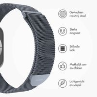 imoshion Milanees magnetisch bandje Apple Watch Series 1 - 9 / SE (38/40/41 mm) | Series 10 / 11 (42 mm) - Maat M - Donkergrijs