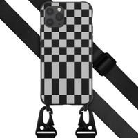 Selencia Siliconen design hoesje met afneembaar koord Apple iPhone 11 Pro - Irregular Check Black
