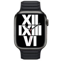 Apple Leather Link Apple Watch Series 1 t/m 9 / SE (38/40/41 mm) | Series 10 / 11 (42 mm) - Maat M/L - Midnight