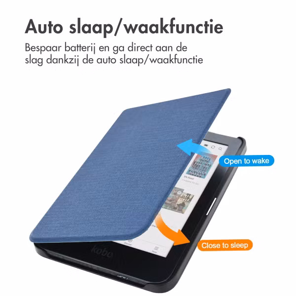 imoshion Canvas Sleepcover Bookcase Kobo Clara Colour / BW - Donkerblauw