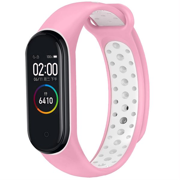 imoshion Siliconen sport bandje Xiaomi Mi Band 3 / 4 - Roze / Wit