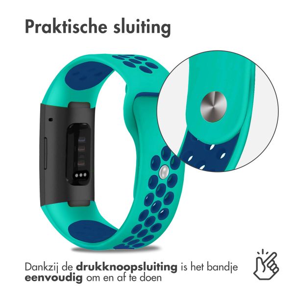 imoshion Siliconen sport bandje Fitbit Charge 3  /  4 - Turquoise  /  Blauw