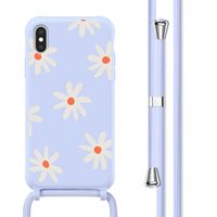 imoshion Siliconen design hoesje met koord Apple iPhone X / Xs - Lila Flower Distance