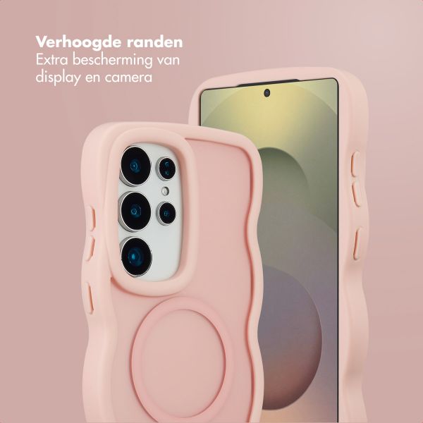 Selencia Wavy Backcover met MagSafe Samsung Galaxy S25 Ultra - Soft Pink