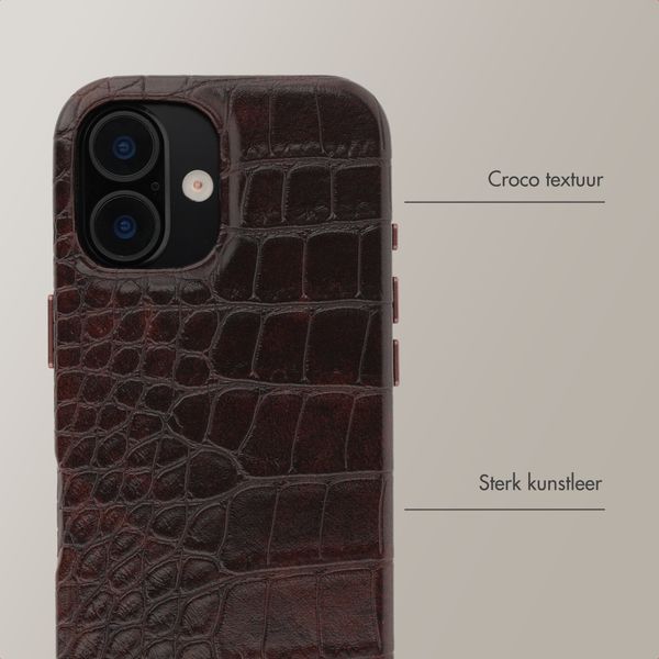 Selencia Croco Backcover met MagSafe Apple iPhone 16 - Choco Brown