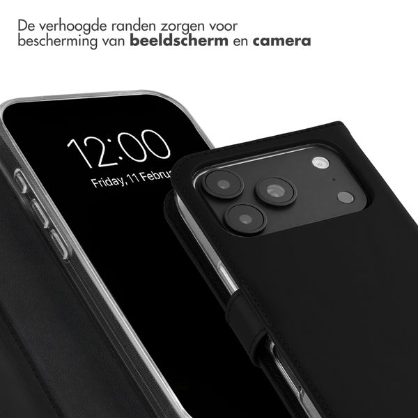 Selencia Echt Leren Bookcase Apple iPhone 18 Pro / 17 Pro - Zwart