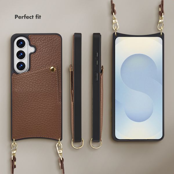 Selencia Nova Phone Case with Cord and Card Holder Samsung Galaxy S26 - Mocha Brown