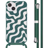 imoshion Siliconen design hoesje met koord Apple iPhone 14 - Petrol Green Groovy