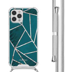 imoshion Design hoesje met koord Apple iPhone 12 (Pro) - Petrol Green Graphic