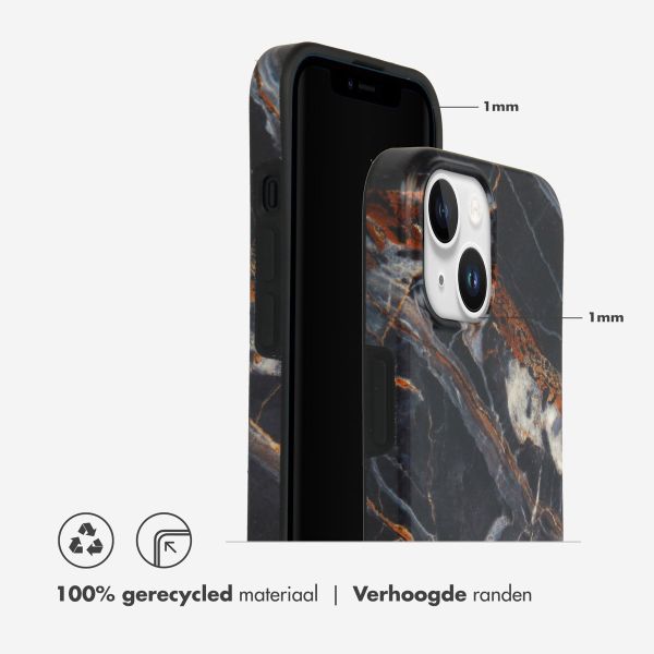 Selencia Aurora Fashion Backcover iPhone 15 - Duurzaam hoesje - 100% gerecycled - Zwart Marmer