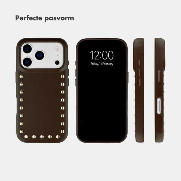 Selencia Studs Backcover met MagSafe Apple iPhone 17 Pro Max - Cacao Crush