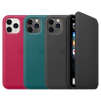 Apple 3 Pack Leather Folio Bookcase Apple iPhone 11 Pro - Red Raspberry + Peacock + Black
