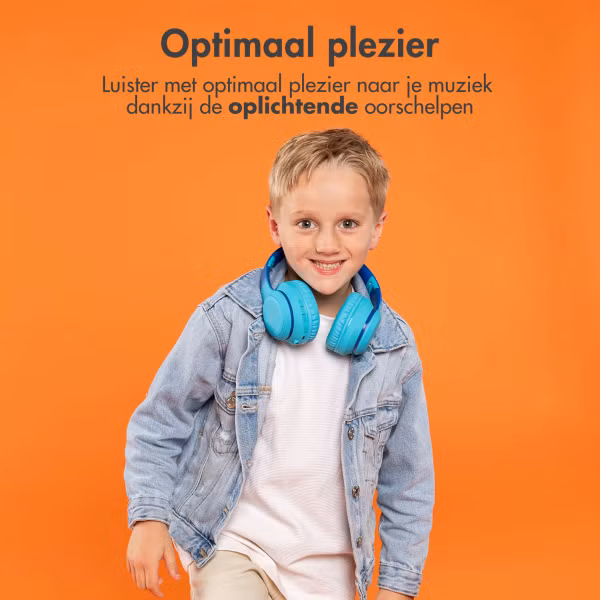 imoshion Draadloze Kinderkoptelefoon LED Light - Decibelbegrenzer - Met AUX kabel - Cobalt Blue / Soft Blue