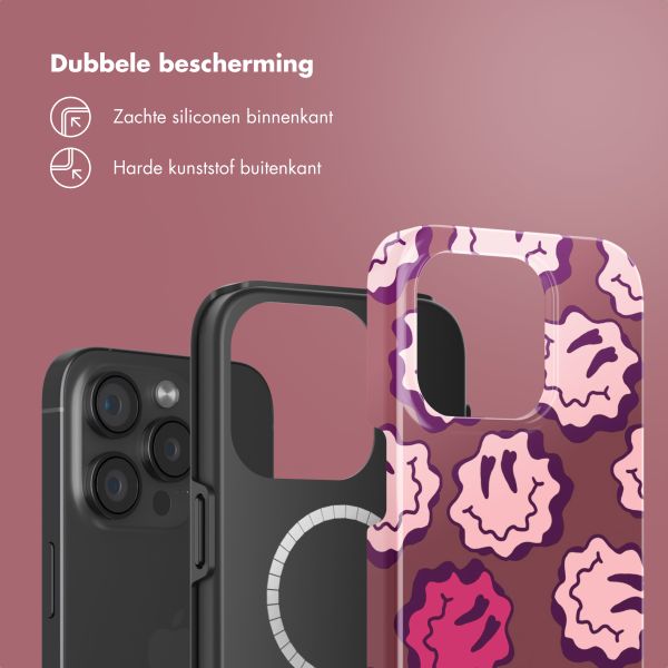 Selencia Vivid Backcover met MagSafe Apple iPhone 15 Pro - Wavy Smiley Pink