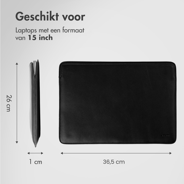 Accezz Leather Laptophoes 15 inch - Laptopsleeve - Zwart