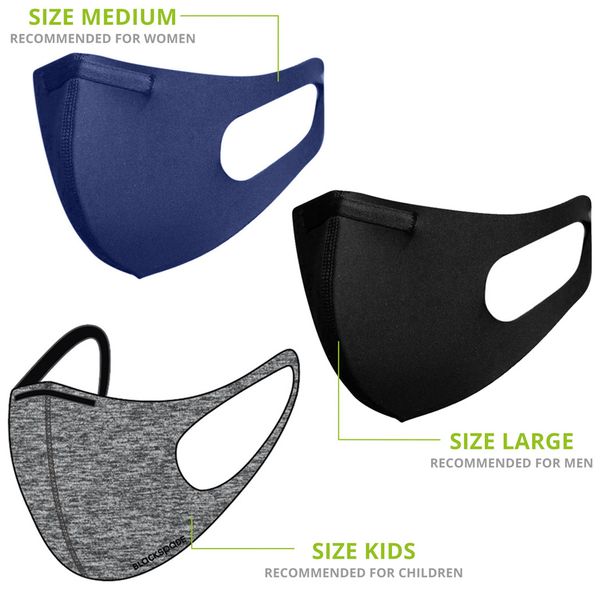 Blackspade Familie pack wasbaar mondkapje - Large, Medium & Kids