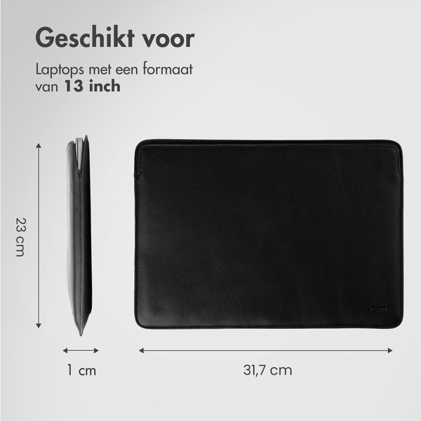 Accezz Leather Laptophoes 13 inch - Laptopsleeve - Zwart