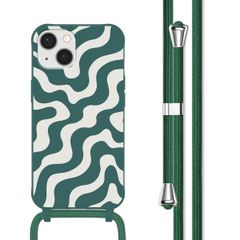 imoshion Siliconen design hoesje met koord Apple iPhone 13 - Petrol Green Groovy