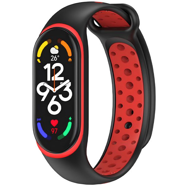 imoshion Siliconen sport bandje Xiaomi Mi Band 7 - Zwart / Rood