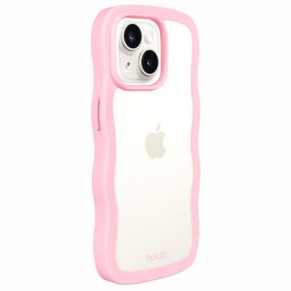 Holdit Wavy Case iPhone 13/14/15 - Pink / Transparent