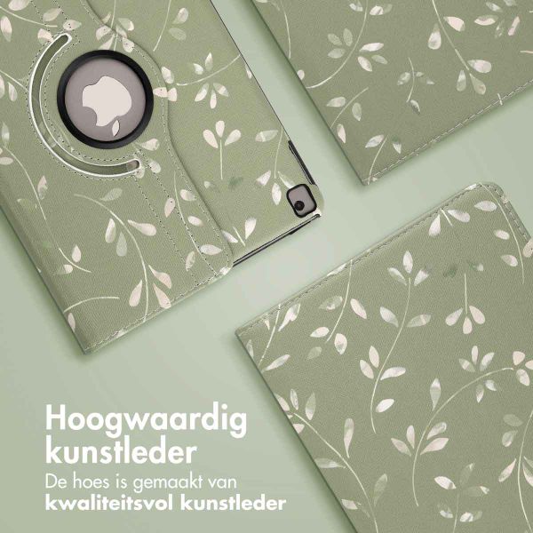 imoshion 360° Draaibare Design Bookcase Apple iPad 9 (2021) 10.2 inch / iPad 8 (2020) 10.2 inch / iPad 7 (2019) 10.2 inch - Green Flowers