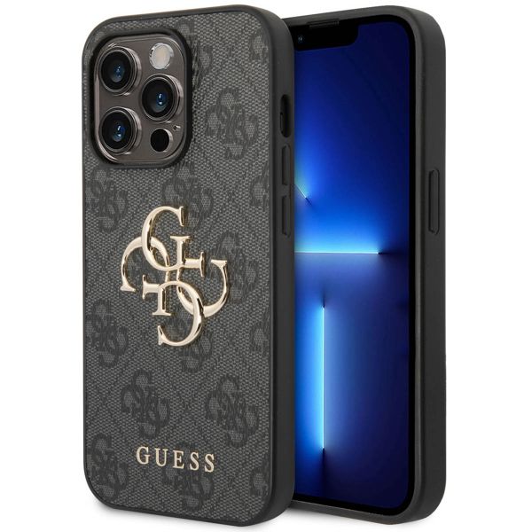 Guess 4G Metal Logo Backcover iPhone 14 Pro Max - Grijs