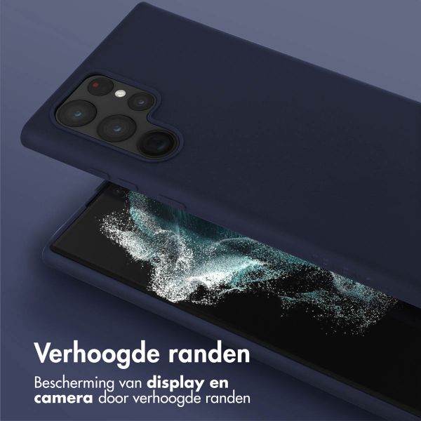 Selencia Siliconen hoesje met afneembaar koord Samsung Galaxy S22 Ultra - Donkerblauw