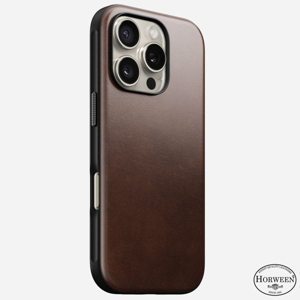 Nomad Modern Horween Leather Case iPhone 16 Pro - Rustic Brown