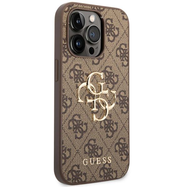 Guess 4G Metal Logo Backcover iPhone 14 Pro - Bruin