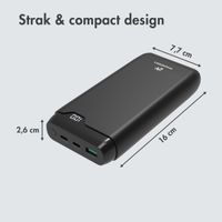imoshion Powerbank 27.000 mAh + Accezz Ultra Slim GaN Oplader + Accezz USB-C naar USB-C kabel - 1 meter - Zwart