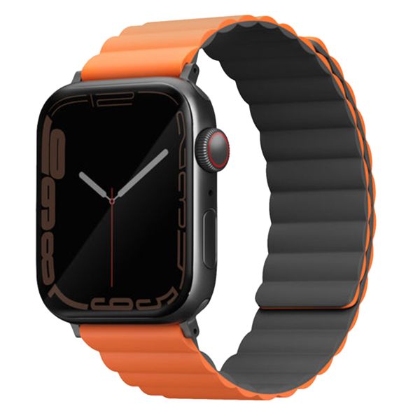 Uniq Revix dubbelzijdig bandje Apple Watch Series 1 t/m 11 / SE / Ultra (44/45/46/49 mm) - Charcoal (Grey/Orange)