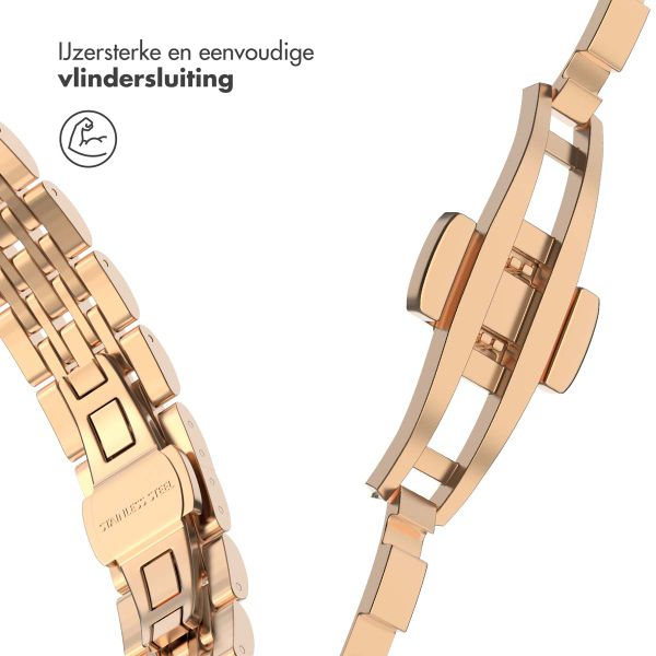 Selencia Slim Steel Jubilee Inspired schakelbandje Apple Watch Series 1 t/m 9 / SE (38/40/41 mm) | Series 10 (42 mm) - Rosé Goud