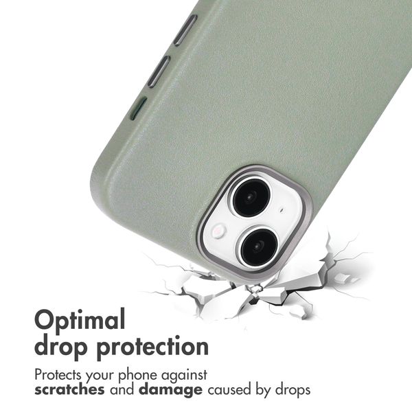 Accezz Leather Back Cover with MagSafe Apple iPhone 15 - Light Grey