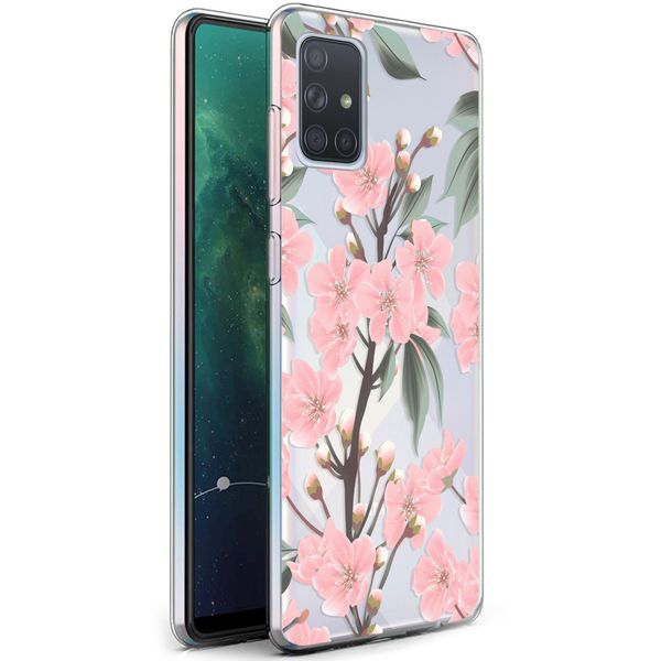 imoshion Design hoesje Samsung Galaxy A71 - Bloem - Roze / Groen